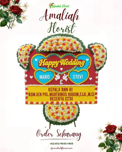 Karangan Papan Bunga Pernikahan di Kadu Jaya